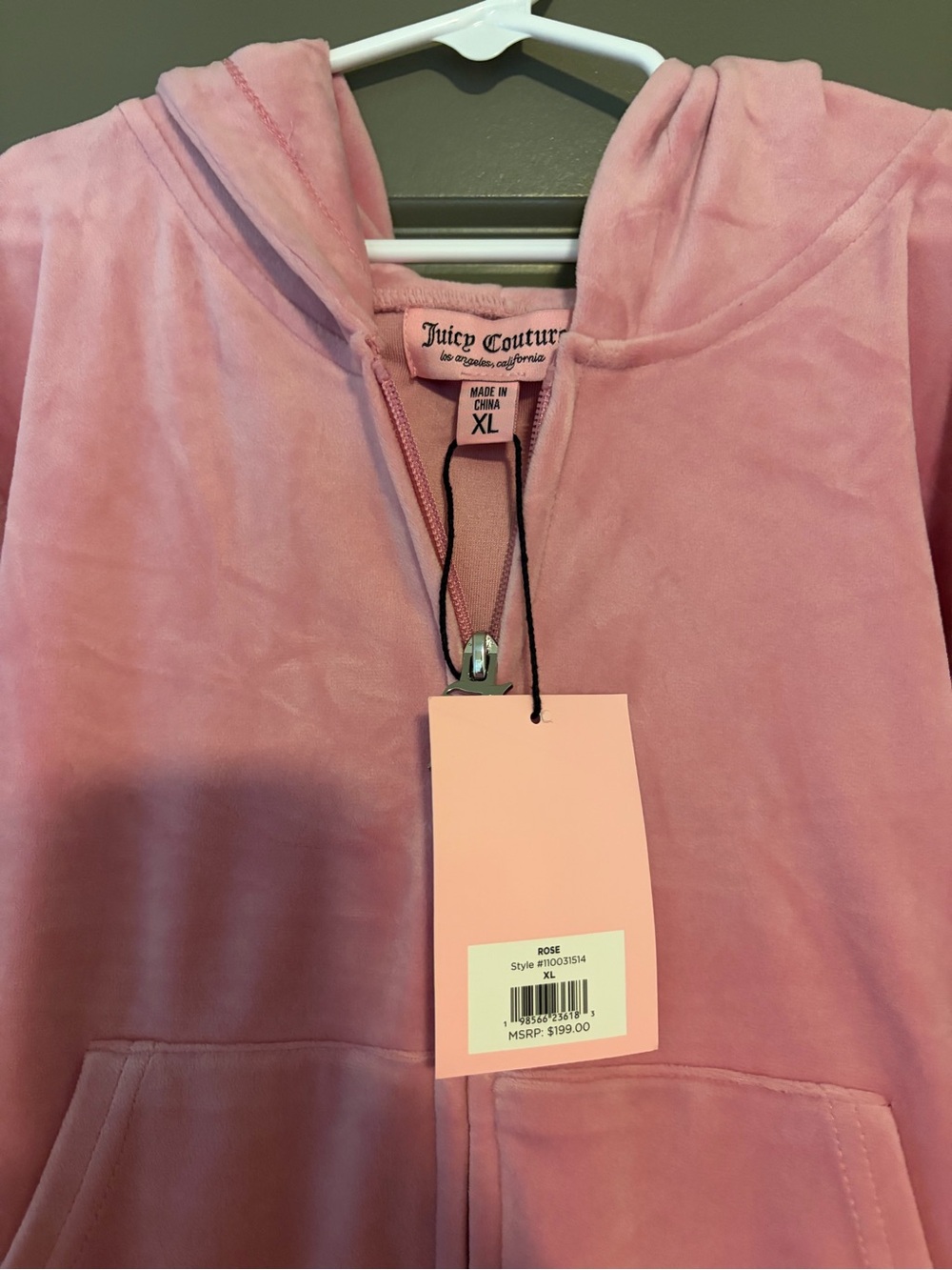 Juicy Couture Pink Velour Hoodie Set with Rhinestone Detail - Picture 2 of 2